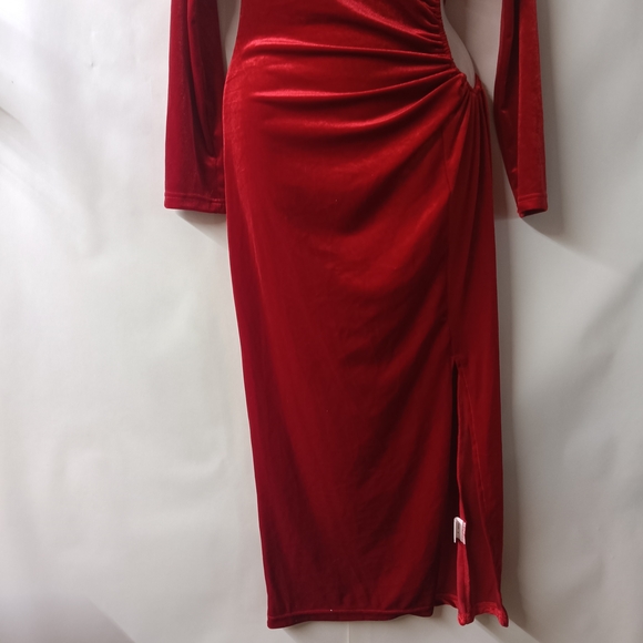 Luxurious Scarlet Velvet Gown - Picture 4 of 11